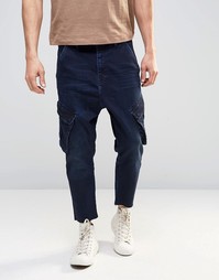 Синие укороченные джинсы слим с карманами-карго ASOS - Indigo - индиго