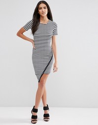 Асимметричное облегающее платье в полоску ASOS - Мульти