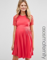 Фактурное платье мини для беременных с плиссировкой ASOS Maternity