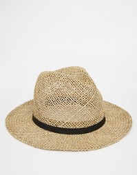 Соломенная шляпа с лентой из искусственной кожи ASOS - Естественный