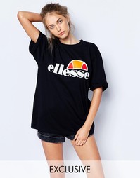 Oversize-футболка бойфренда с логотипом спереди Ellesse - Черный