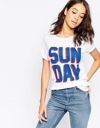 Футболка с надписью Sunday South Parade - Белый