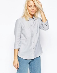 Приталенная саржевая рубашка ASOS - Серый