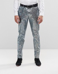 Узкие серебристые брюки ASOS - Серебряный