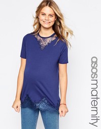 Удлиненная футболка для беременных ASOS Maternity - Темно-синий