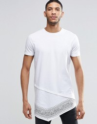 Супердлинная футболка с асимметричным краем ASOS - Белый