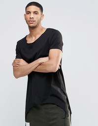Длинная футболка с разрезами по бокам ASOS - Черный
