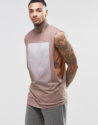 Удлиненная футболка без рукавов с заниженными проймами ASOS - Розовый