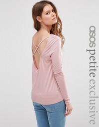 Тос бретельками и овальным вырезом на спинке ASOS PETITE - Телесный