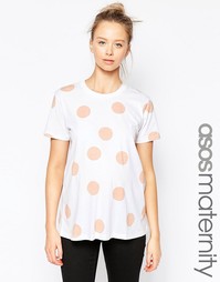 Розовая футболка для беременных в горошек ASOS Maternity