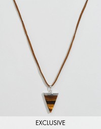 Кожаное ожерелье с подвеской тигровый глаз Reclaimed Vintage