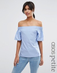 Хлопковый топ с открытыми плечами ASOS PETITE - Синий