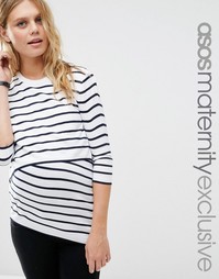 Полосатый джемпер для кормления с асимметричным краем ASOS Maternity