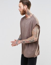 Oversize-футболка без рукавов с маслянистым эффектом ASOS - Hot cinder