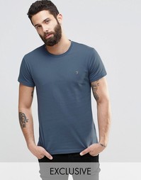 Синяя футболка слим с логотипом F Farah - Синий