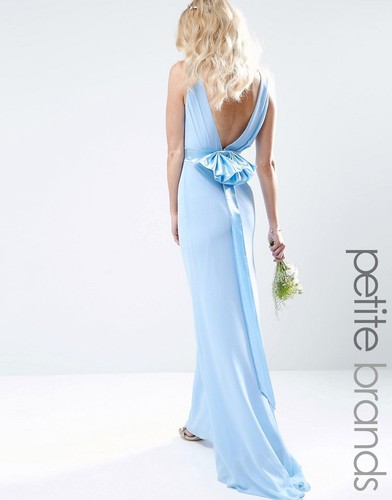 Свадебное платье макси с сатиновым бантом сзади TFNC Petite - Синий