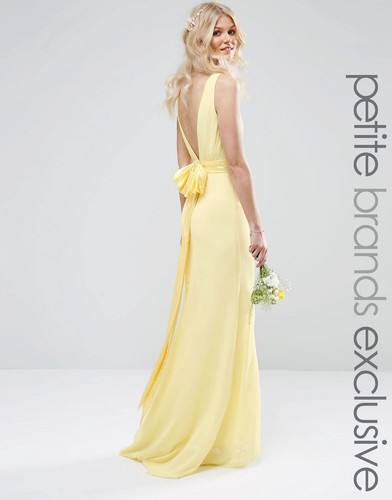 Свадебное платье макси с сатиновым бантом сзади TFNC Petite - Лимонный