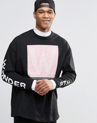 Oversize-лонгслив с принтом и двухслойным эффектом ASOS - Черный