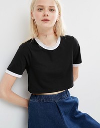 Укороченная футболка с кантом ASOS