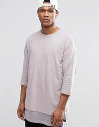 Oversize-лонгслив с вязаной вставкой по низу ASOS - Розовый