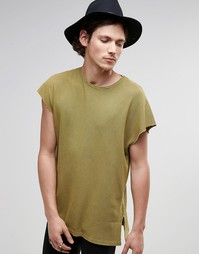 Oversize-футболка из вафельной ткани с эффектом кислотной стирки ASOS