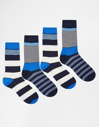 Набор из 4 пар носков в полоску Jack &amp; Jones - Синий