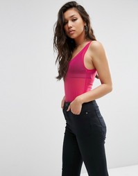 Боди из сетчатой ткани ASOS - Ярко-розовый