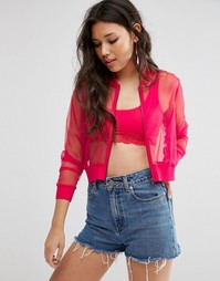 Укороченная куртка-пилот из сеточки ASOS - Розовый