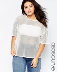 Сетчатая oversize-футболка ASOS CURVE - Белый