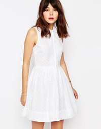 Платье-рубашка с вышивкой ришелье ASOS - Белый