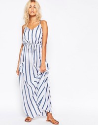 Льняное пляжное платье макси в полоску с карманом ASOS - Полоски