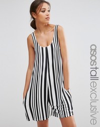 Ромпер в монохромную полоску ASOS TALL - Мульти