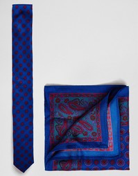Шелковые галстук и платок‑паше с принтом пейсли ASOS - СКИДКА 17%