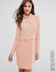 Платье-рубашка из смешанной ткани ASOS TALL - Телесный