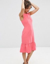 Платье миди с оборкой по краю ASOS - Розовый