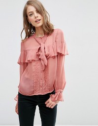 Блузка с рюшами и бантом‑завязкой ASOS Ultimate - Blush