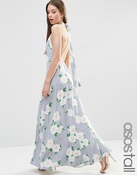 Платье макси с открытой спинкой и цветочным принтом ASOS TALL - Мульти