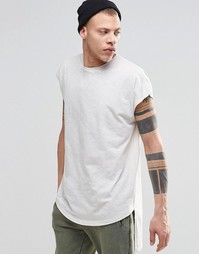 Овсяная oversize‑футболка без рукавов с асимметричным краем ASOS