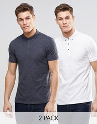 Набор из 2 поло (темно-синее меланжевое/белое) ASOS - СКИДКА 17%
