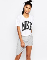 Укороченная футболка с логотипом Nike - Белый