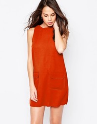 Цельнокройное платье с карманами AX Paris - Красно-бурый