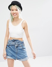 Трикотажный укороченный топ Monki - Белый