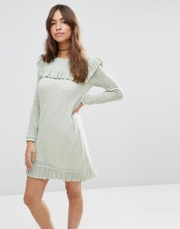 Ажурное платье с оборкой ASOS - Мятный