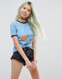 Футболка с принтом заката ASOS - Синий меланж