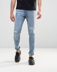 Зауженные джинсы с заплатками Cheap Monday - Пыльно-голубой