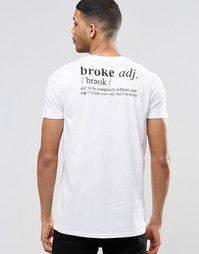 Удлиненная футболка с принтом на спинке ASOS - Белый