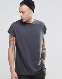 Черная oversize-футболка без рукавов ASOS - Выбеленный черный