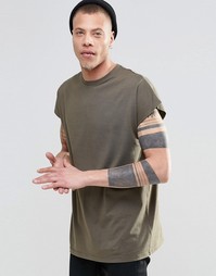 Oversize-футболка без рукавов цвета хаки ASOS - Камуфляжный хаки