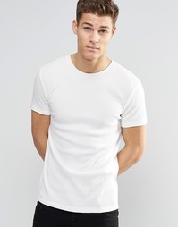 Белая облегающая футболка в рубчик ASOS - Бежевый