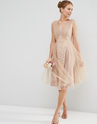 Платье миди для выпускного ASOS WEDDING - Blush